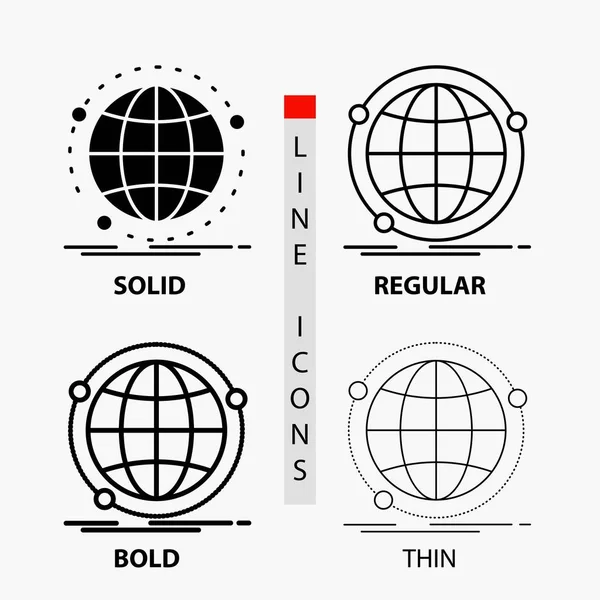 Veri, genel, internet, ağ, ince, normal, kalın satır ve karakter stili simgesini web. Vektör çizim
