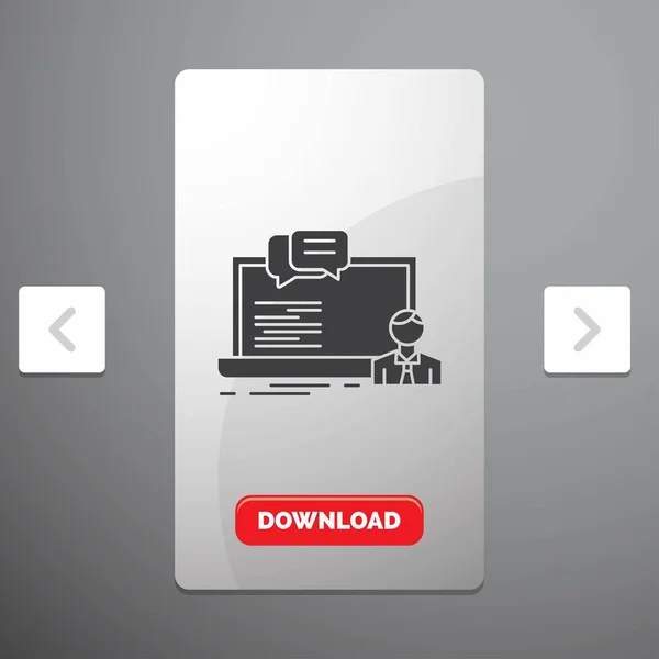 トレーニング コースは オンライン コンピューター チャット大酒盛り改ページ調整スライダー設計 赤いダウンロード ボタンのグリフ アイコン — ストックベクタ