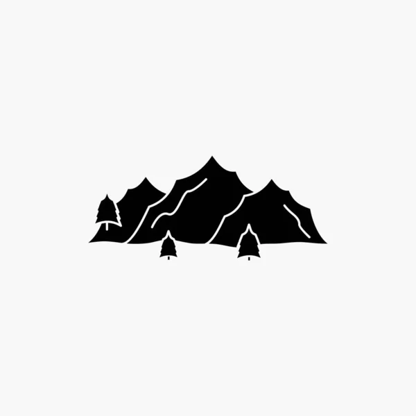 Гора Пейзаж Холм Природа Дерево Глиф Икона Векторная Изолированная Иллюстрация — стоковый вектор