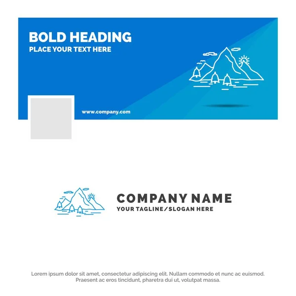 Blue Business Logo Template Natura Collina Paesaggio Montagna Scena Facebook — Vettoriale Stock