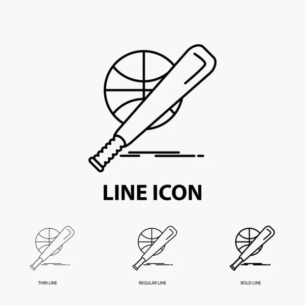 Baseball Basket Ball Game Fun Icon Thin Regular Bold Line — Stock Vector