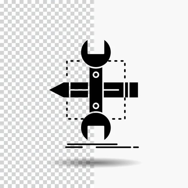 Bygga Designa Utveckla Skiss Verktyg Glyph Ikon Transparent Bakgrund Svart — Stock vektor