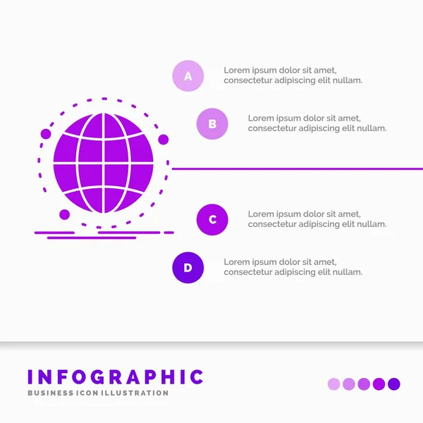 Dados Global Internet Rede Web Infographics Template Website Presentation Ilustração — Vetor de Stock