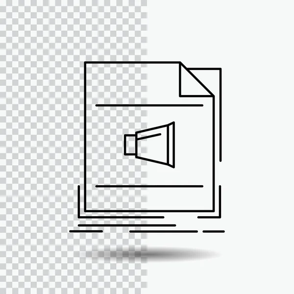 Audio Archivo Formato Música Sonido Icono Línea Sobre Fondo Transparente — Vector de stock