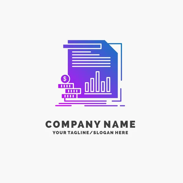 Economy Finance Money Information Reports Purple Business Logo Template Place — Stock Vector