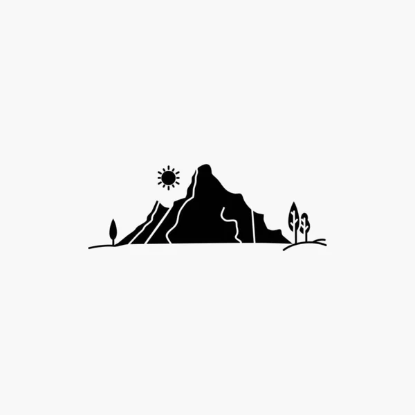 Montaña Paisaje Colina Naturaleza Árbol Glyph Icon Ilustración Aislada Vectorial — Vector de stock