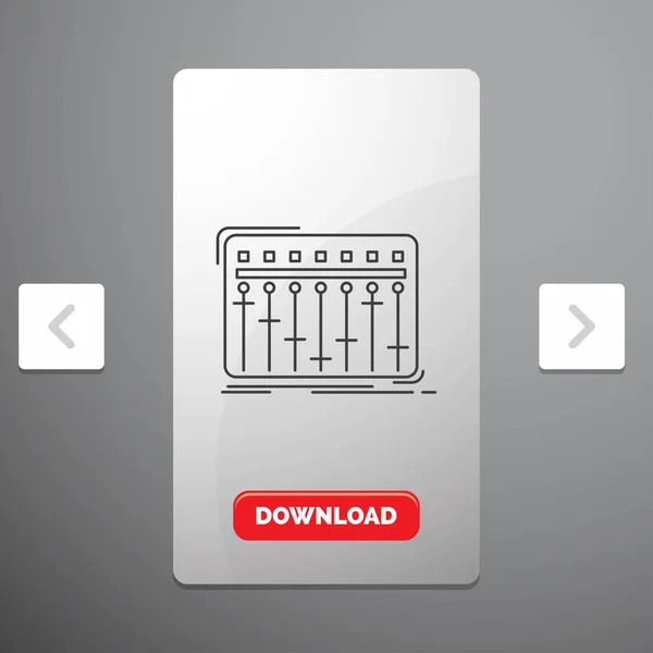 Consola Mezclador Música Estudio Icono Línea Paginación Carrusel Diseño Deslizante — Archivo Imágenes Vectoriales
