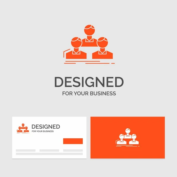 Logovorlage Für Unternehmen Mitarbeiter Gruppe Mitarbeiter Team Orangefarbene Visitenkarten Mit — Stockvektor