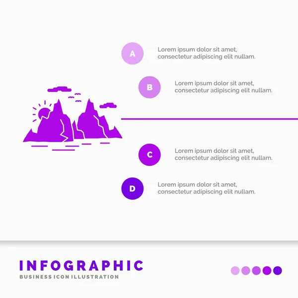 Montaña Colina Paisaje Naturaleza Sol Infografías Plantilla Para Sitio Web — Archivo Imágenes Vectoriales