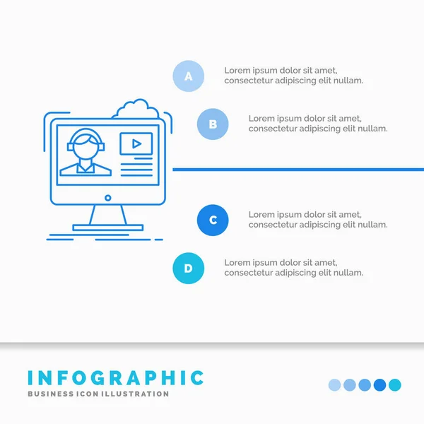 Tutorials Video Media Online Education Infographics Template Website Presentation Line — Stock Vector