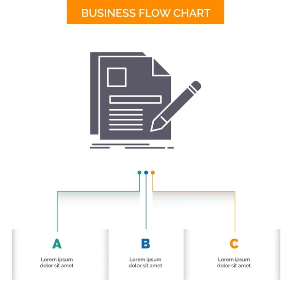 Documento Arquivo Página Caneta Retomar Business Flow Chart Design Com — Vetor de Stock