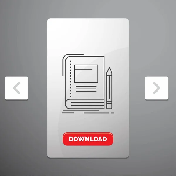 Книга Бізнес Освіта Блокнот Піктограма Шкільної Лінії Carousal Pagination Повзунок — стоковий вектор