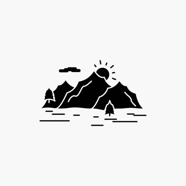 Berg Hügel Landschaft Natur Baumsymbole Vektor Isolierte Abbildung — Stockvektor