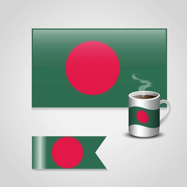 Bangladesh Bandera Insignia Diseño Vector — Vector de stock