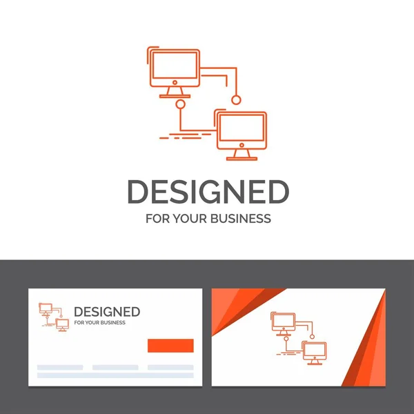 Επιχειρηματικό Πρότυπο Λογότυπο Για Τοπικές Lan Σύνδεση Συγχρονισμός Υπολογιστή Πορτοκαλί — Διανυσματικό Αρχείο