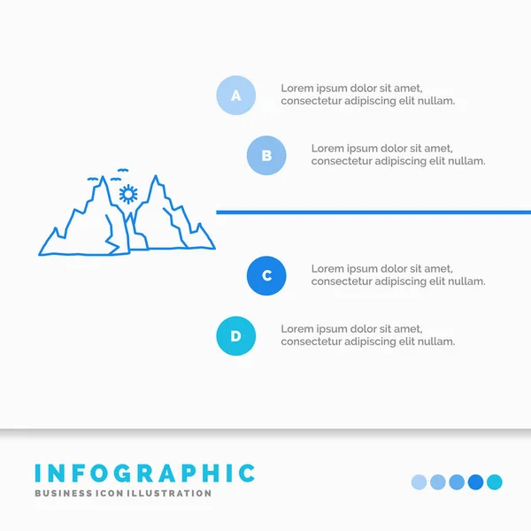 Berg Landschaft Hügel Natur Sonne Infografik Vorlage Für Website Und — Stockvektor