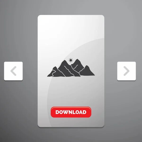 Montagne Paysage Colline Nature Scène Glyph Icône Carrousel Pagination Slider — Image vectorielle