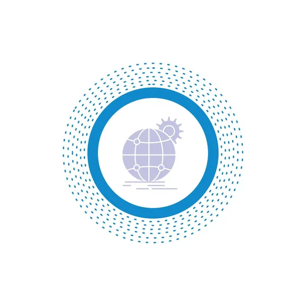 Internationella Företag Världen Världen Över Glyph Kugghjulet Isolerade Vektorillustration — Stock vektor