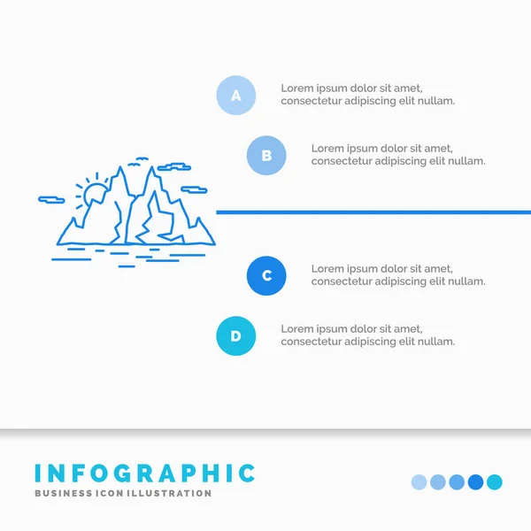 Hill Krajobraz Natura Góry Woda Infografiki Szablon Dla Strony Internetowej — Wektor stockowy