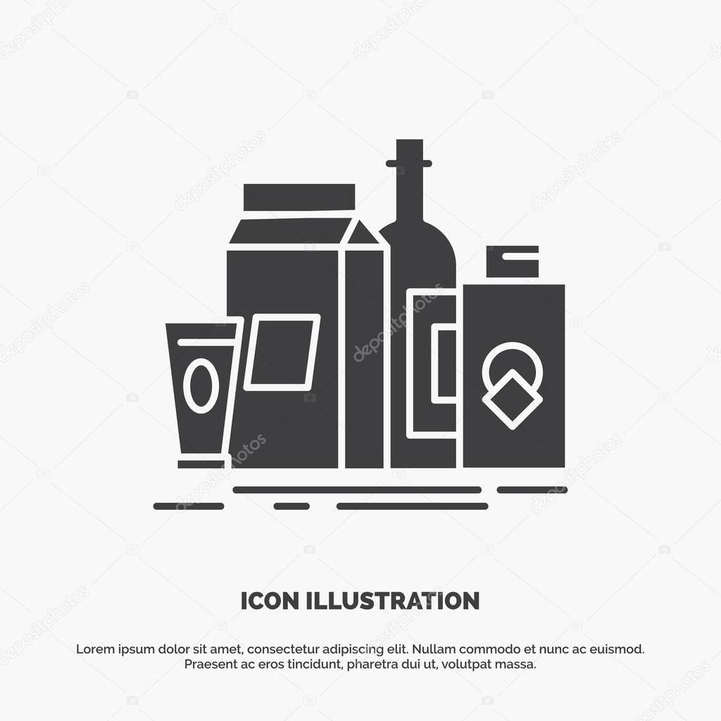 packaging, Branding, marketing, product, bottle Icon. glyph vector gray symbol for UI and UX, website or mobile application