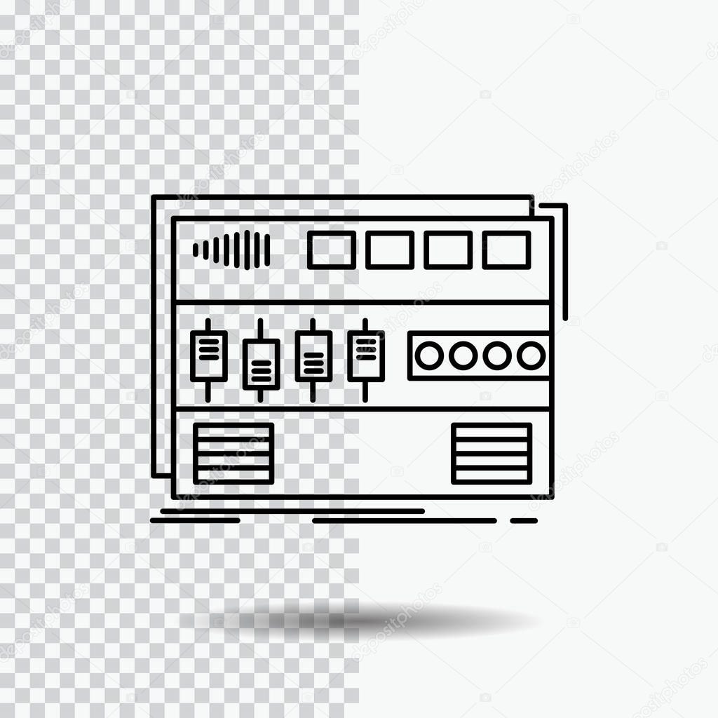 Audio, mastering, module, rackmount, sound Line Icon on Transparent Background. Black Icon Vector Illustration