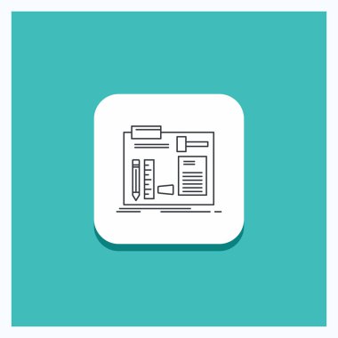 Yuvarlak düğmesi için yapı oluşturmak, DIY, mühendis, atölye satırı simgesi turkuaz arka plan