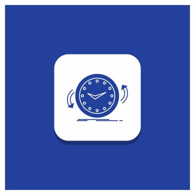 Yedekleme, saat, saat yönünde, sayaç, saat glif simgesini mavi yuvarlak düğmesi