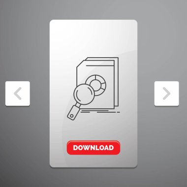 Analiz, veri, finans, piyasa, araştırma çizgisi simgesinde rekreasyon Pagination Slider tasarımı ve kırmızı Download düğme