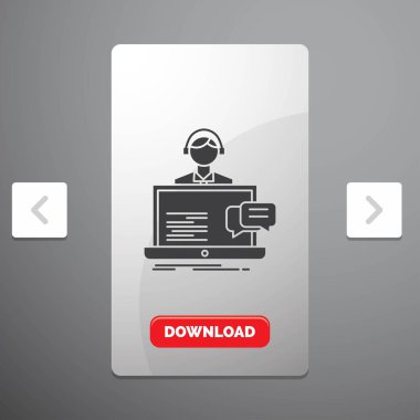 destek, sohbet, müşteri, servis, glif kutsal kişilerin resmi rekreasyon Pagination Slider tasarımı ve kırmızı Download düğme içinde yardım
