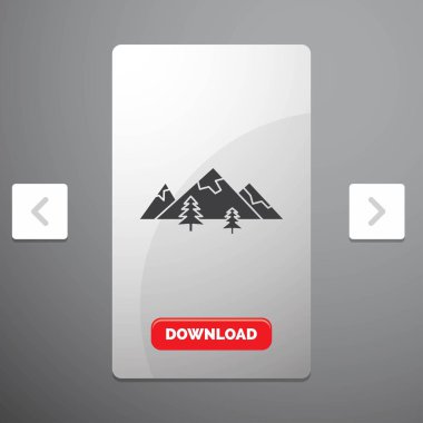 kayalar, hill, manzara, Doğa, dağ rekreasyon Pagination Slider tasarımı ve kırmızı Download düğme glif simgesini