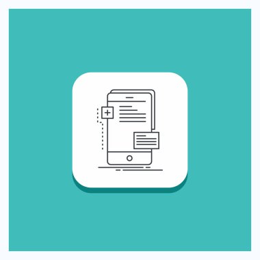 Yuvarlak düğmesi önyüz için arayüz, telefon, telefon, Geliştirici çizgi simgesini turkuaz arka plan