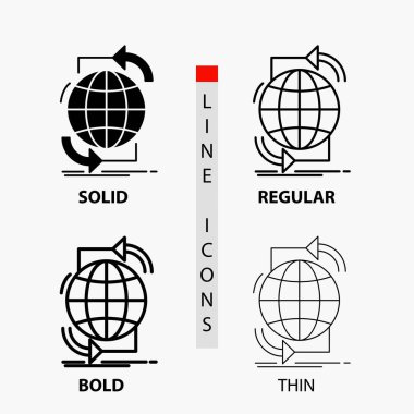 Bağlantı, genel, internet, ağ, ince, normal, kalın satır ve karakter stili simgesini web. Vektör çizim