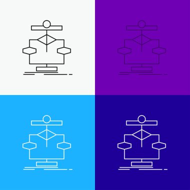 Algoritma, grafik, veri, diyagram, simgesi üzerinde çeşitli arka plan akışı. Çizgi stili tasarım, Web ve uygulama Eps 10 vektör çizim için tasarlanmış