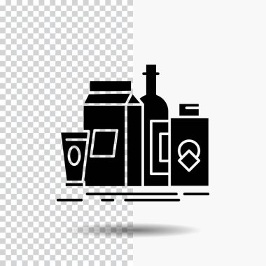 Paketleme, marka, pazarlama, ürün, glif simgesini şeffaf arka plan üzerinde şişe. Siyah simgesi