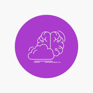 beyin fırtınası, yaratıcı, fikir, yenilik, ilham beyaz satırı simgesi daire arka planda. vektör simge tasarlamak