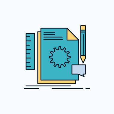 Yaratıcı, tasarım, geliştirme, geri bildirim, düz simgesi desteği. yeşil ve sarı işaret ve sembolleri Web sitesi ve mobil appliation için. vektör çizim