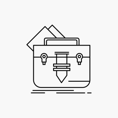 Evrak çantası, çanta, dosya, klasör, evrak çantası satırı simgesi. İzole vektör çizim