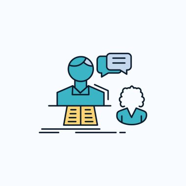 Danışma, sohbet, cevap, iletişim, düz simgesi desteği. yeşil ve sarı işaret ve sembolleri Web sitesi ve mobil appliation için. vektör çizim