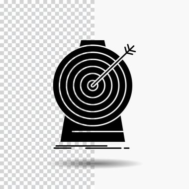 Amaç, odak, hedef, hedef, glif simgesini şeffaf arka plan üzerinde hedefleme. Siyah simgesi