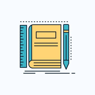 Kitap, defter, Not defteri, cep, düz simgesi çizimi. yeşil ve sarı işaret ve sembolleri Web sitesi ve mobil appliation için. vektör çizim