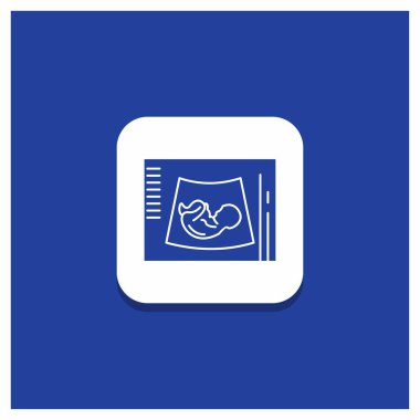 Hamile, hamilelik, ultrason, Bebek, ultrason glif simgesi mavi yuvarlak düğmesi