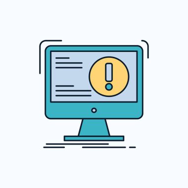 Uyar, virüsten koruma, saldırı, bilgisayar, virüs düz simgesi. yeşil ve sarı işaret ve sembolleri Web sitesi ve mobil appliation için. vektör çizim