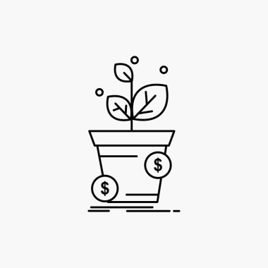 dolar, büyüme, pot, kar, iş satırı simgesi. İzole vektör çizim