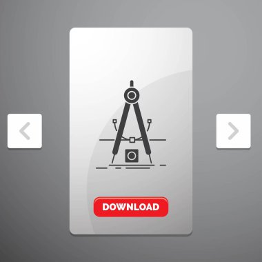 Tasarım, arıtma, ölçü birimi, ürün geliştirme glif simgesinde rekreasyon Pagination Slider tasarımı ve kırmızı Download düğme