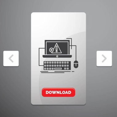 Bilgisayar, kaza, hata, hata, sistem rekreasyon Pagination Slider tasarımı ve kırmızı Download düğme glif simgesini