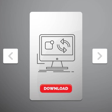 güncelleştirme, uygulama, uygulama, yüklemek, rekreasyon Pagination Slider tasarımı ve kırmızı Download düğme çizgisi simgesinde senkron