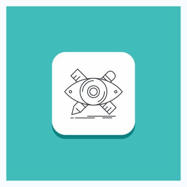 Yuvarlak düğmesi için tasarım, tasarımcı, illüstrasyon, kroki, satırı simgesi turkuaz arka plan araçları