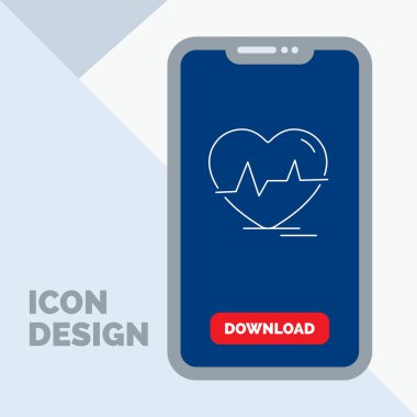 EKG, kalp, kalp atışı, nabız, cep çizgisi simgesinde Download sayfa için yendi.