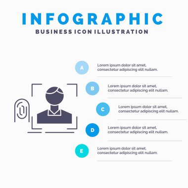 parmak, parmak izi, tanıma, tarama, Infographics şablon web sitesi ve sunum için tarama. Glif gri mavi Infographic stil vektör çizim simgesiyle.