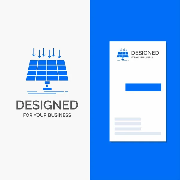 Business Logo Solar Panel Energy Technology Smart City Vertical Blue — Stock Vector